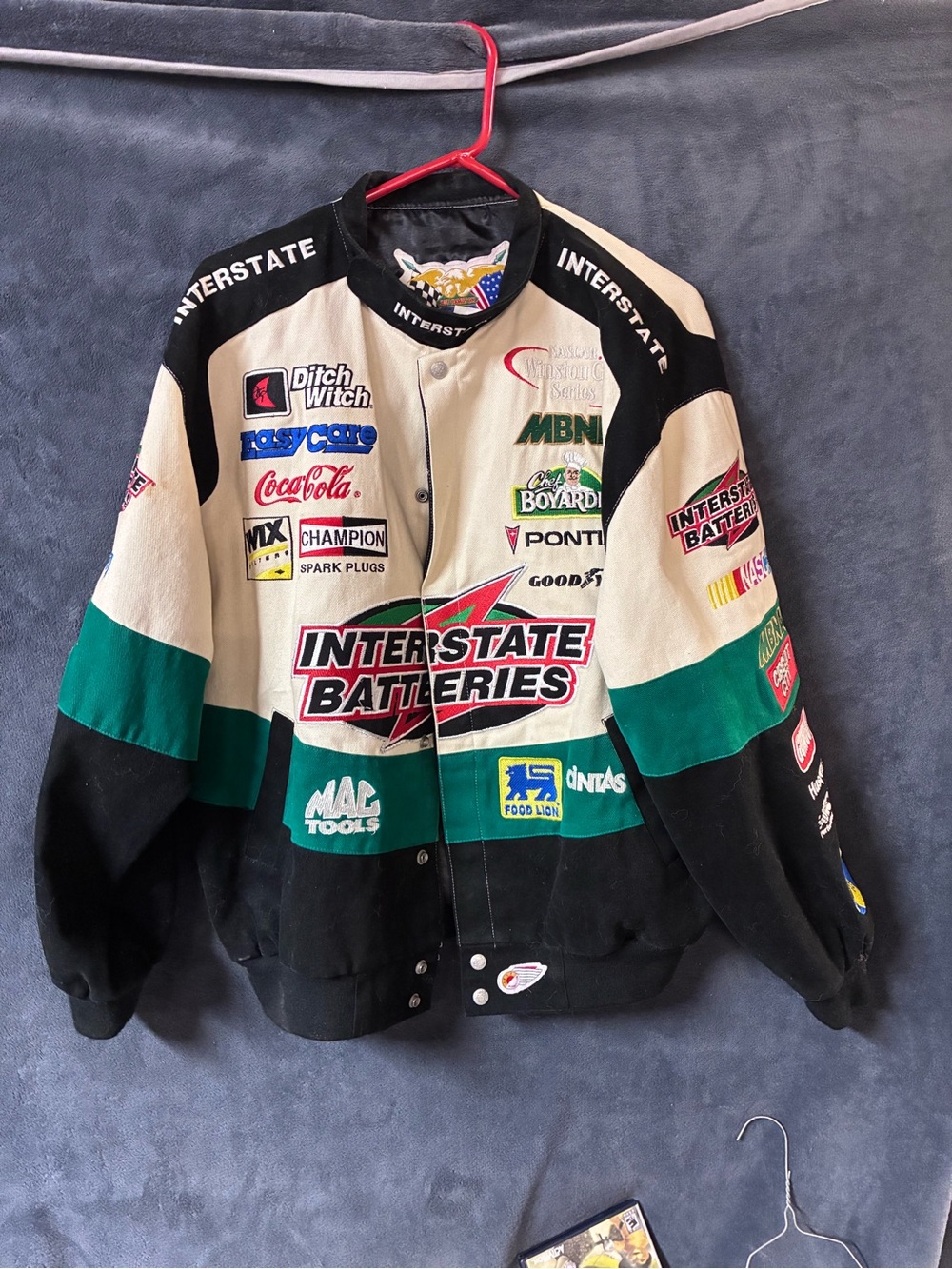 Hamilton Interstate Batteries Racing Bomber Jacket - Black/Green/Cream